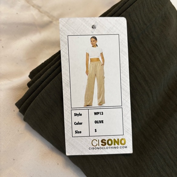 Ci Sono Olive Green Wide Leg Cargo Pants Size Small - Picture 7 of 7